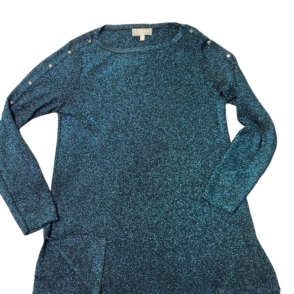 Women's Laura Petite Blue & Black Sweater Size M - Picture 4 of 8